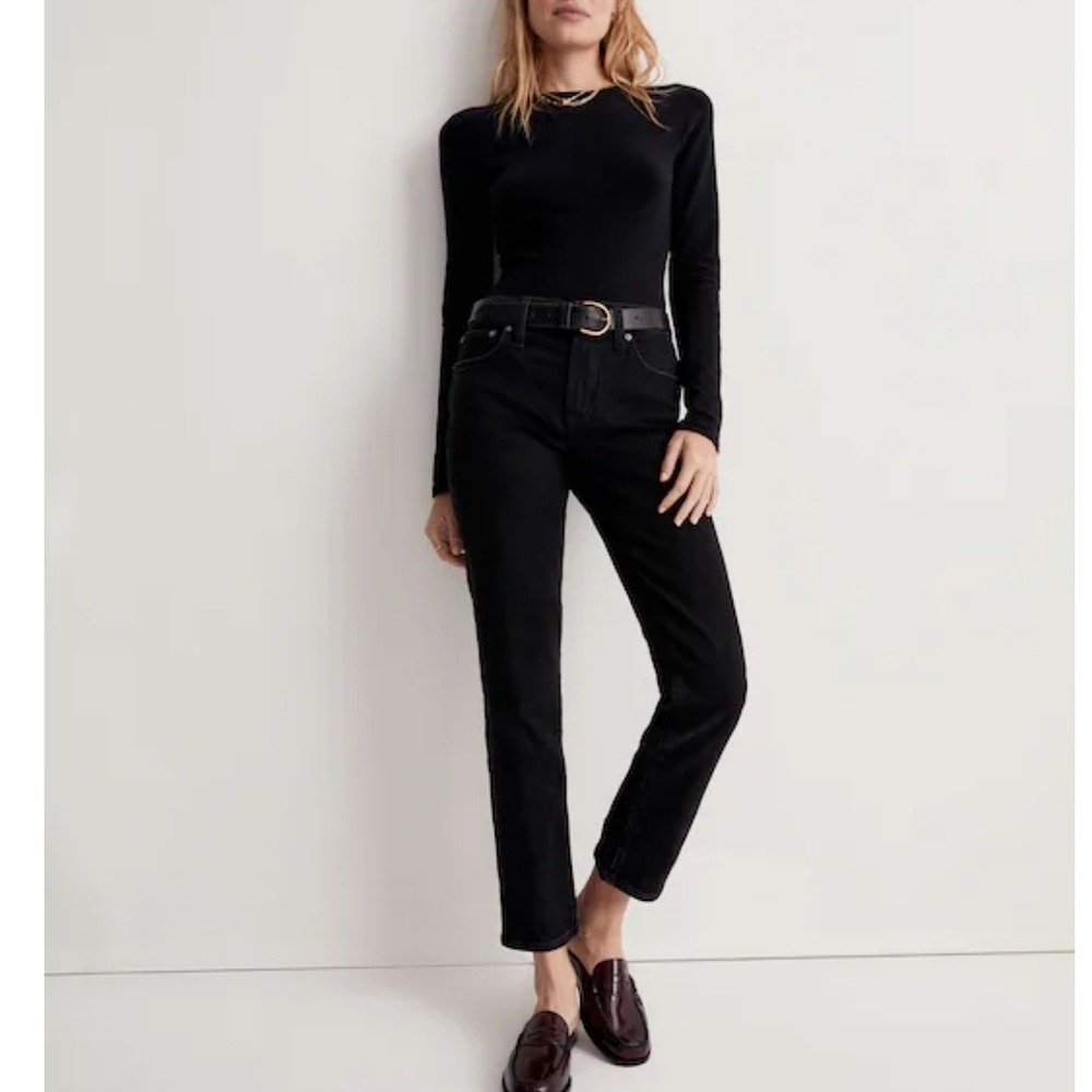 Madewell Womens 24 Perfect Vintage Jeans Black Mid Rise Tapered NH629 Stretch